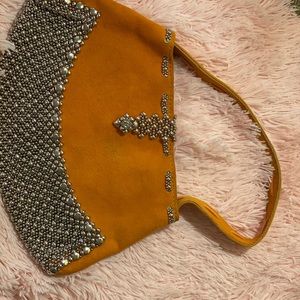 Chainmail and Orange Suede Purse